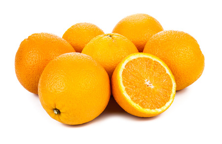 still life of oranges isolated on a white backgroundの写真素材