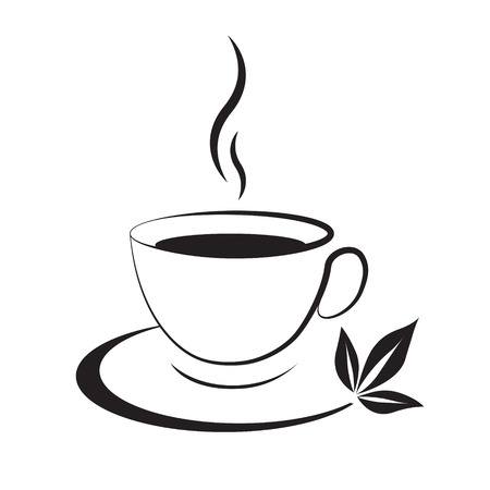 Tea cup icon black on a white backgroundのイラスト素材
