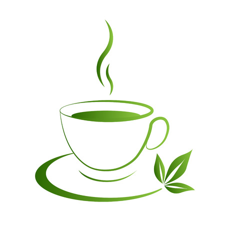 Tea cup icon green grad  on a white backgroundのイラスト素材