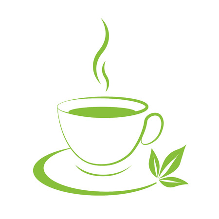 Tea cup icon green  on a white backgroundのイラスト素材