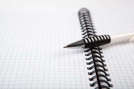 pen on a notebook into a cell close upの写真素材