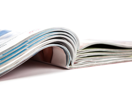 stack of magazines on the table close upの写真素材