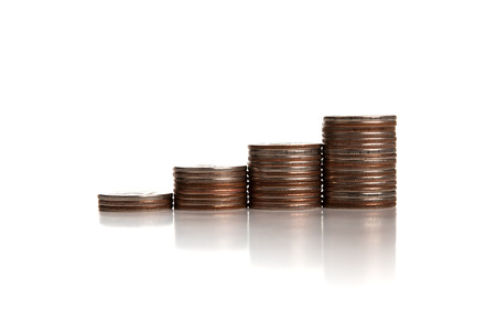 stacks of Russian rubles on a white close upの写真素材