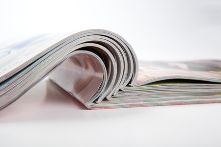 stack of magazines on the table close upの写真素材