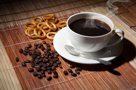 coffee still life on a table close upの写真素材
