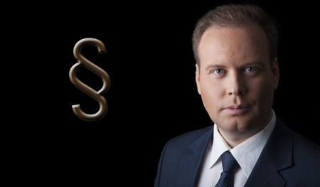 lawyer with an icon on a black backgroundの写真素材