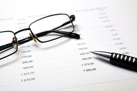 office supplies and paper Desktop points and figuresの写真素材