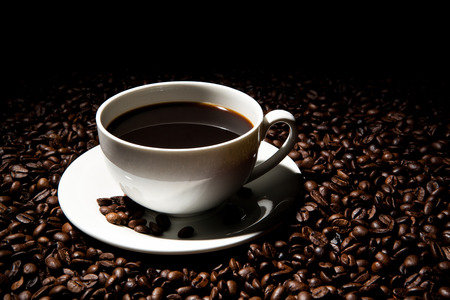 cup of coffee and roasted beansの写真素材