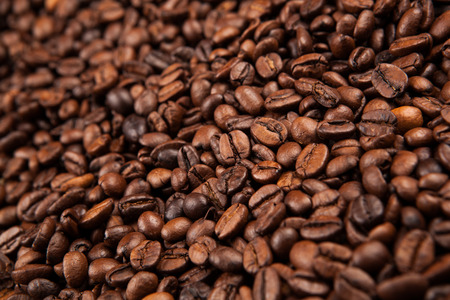 large roasted coffee beans close upの写真素材