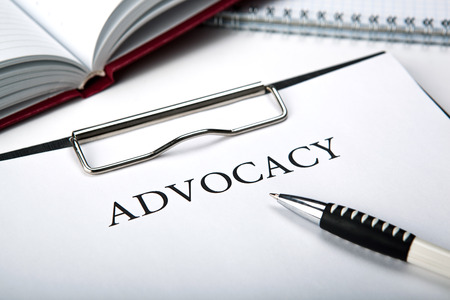 document with the title of advocacy close upの写真素材