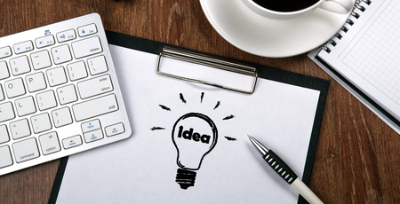 keyboard folder icon ideas coffee cup close upの写真素材