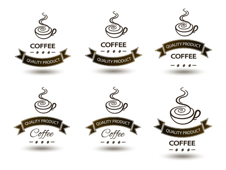 set of badges coffee cup drink on a whiteのイラスト素材
