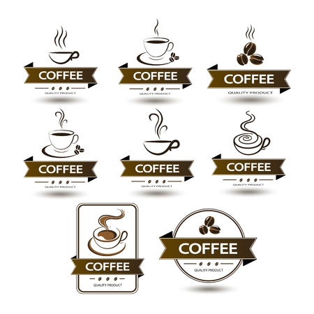 set of badges coffee cup drink on a whiteのイラスト素材