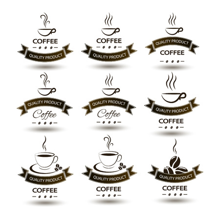 set of badges coffee cup drink on a whiteのイラスト素材