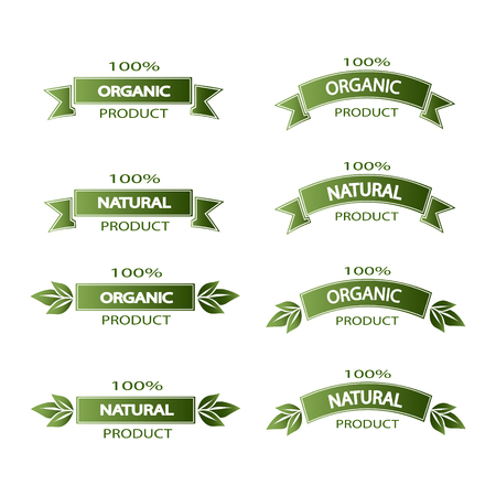 set of colored ribbons natural product on a white backgroundのイラスト素材