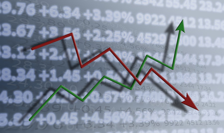 table with numbers with digits and diagram close upの写真素材