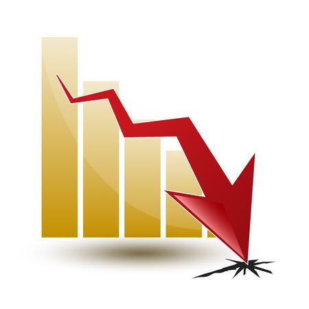 large chart and arrow on a white background in regressのイラスト素材