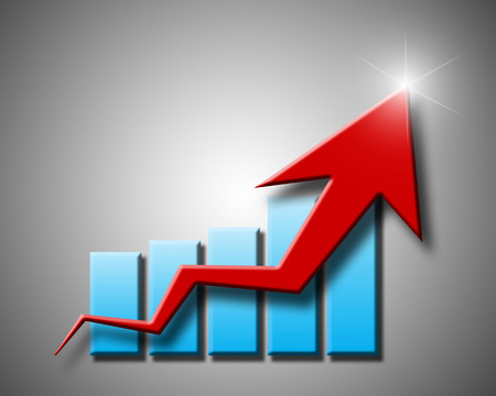 large chart and arrow on a grey background in progressの写真素材