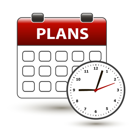 tear-off calendar with clockface with title plans on a whiteのイラスト素材