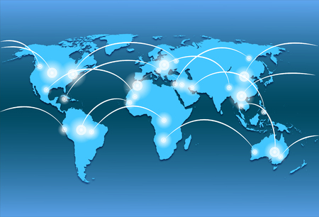 world map and network connectionの写真素材