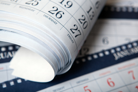 pile of wall calendar sheets close upの写真素材