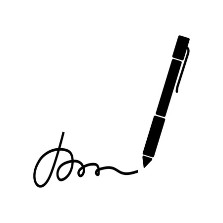 Large black pen and inscription signature isolatedのイラスト素材