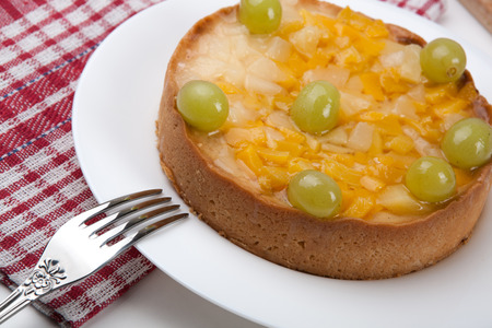 pineapple pie on a plate close upの写真素材