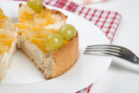 pineapple pie on a plate close upの写真素材