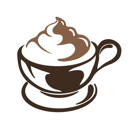 hot cup of cappuccino coffee with cream a white backgroundのイラスト素材