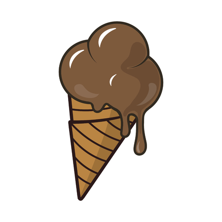 chocolate ice cream in a cone isolatedのイラスト素材