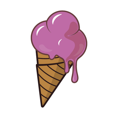 Cherry ice cream in a cone isolatedのイラスト素材
