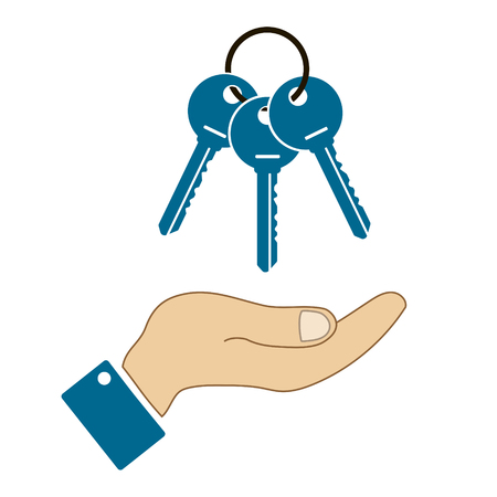 icons in the form keys with human hand isolatedのイラスト素材