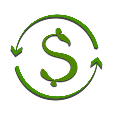 dollar symbol in the form of a green plant isolatedの写真素材