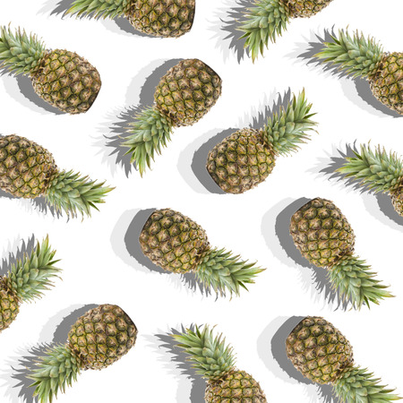 illustration in the form of white background with image of ripe pineapples