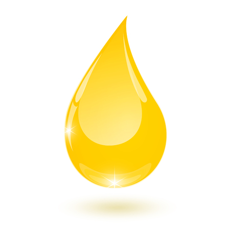 Yellow drop of vegetable oil drops down isolatedのイラスト素材