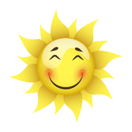 smiling yellow sun on a white background isolatedのイラスト素材