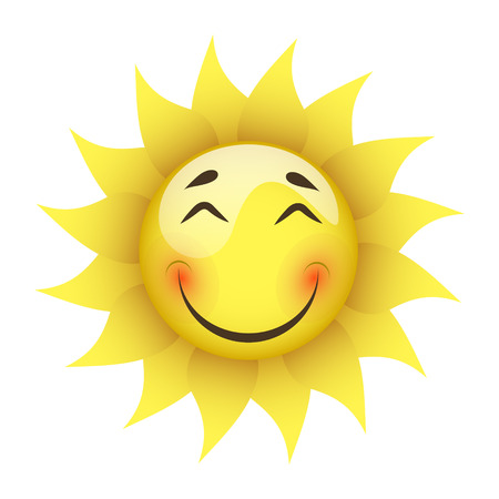 smiling yellow sun on a white background isolatedのイラスト素材