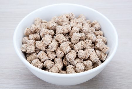 bread bran dish on a gray tableの写真素材