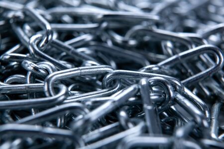 silver steel chain close up security service conceptの写真素材