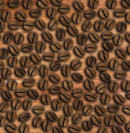 roasted coffee beans on a wooden background illustrationの写真素材