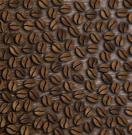 roasted coffee beans on a wooden background illustrationの写真素材