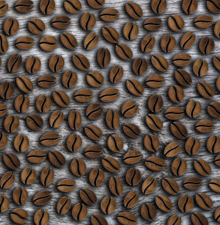 roasted coffee beans on a wooden background illustrationの写真素材
