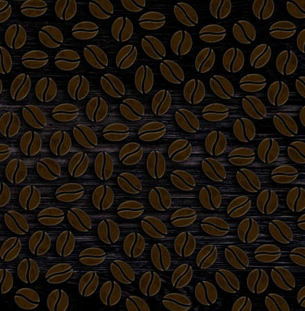 roasted coffee beans on a wooden background illustrationの写真素材