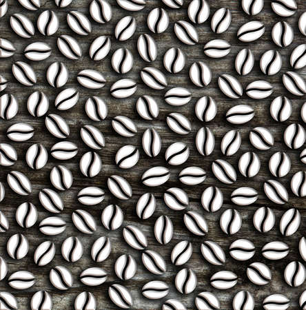 roasted coffee beans on a wooden background illustrationの写真素材