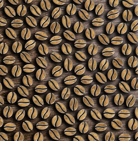 roasted coffee beans on a wooden background illustrationの写真素材