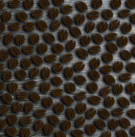 roasted coffee beans on a wooden background illustrationの写真素材