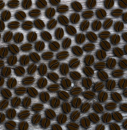 roasted coffee beans on a wooden background illustrationの写真素材