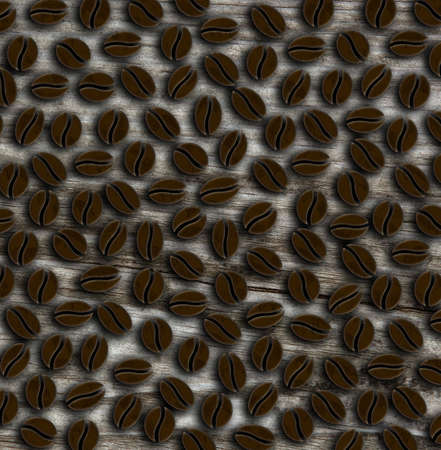 roasted coffee beans on a wooden background illustrationの写真素材