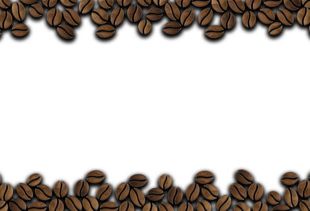 roasted coffee beans ornament on a white background illustrationの写真素材