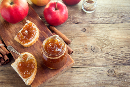 Homemade Sweet Apple Butter with Cinnamon - organic healthy vegetarian foodの写真素材